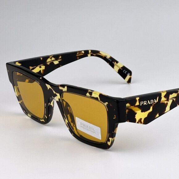 NEW Prada PRA06S 16O10C Tortoise Black Malt Yellow  Square Unisex Sunglasses - Picture 10 of 13